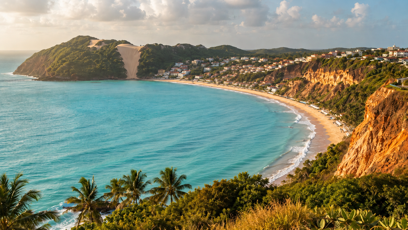 Vista da Praia de Pipa com falésias e mar azul